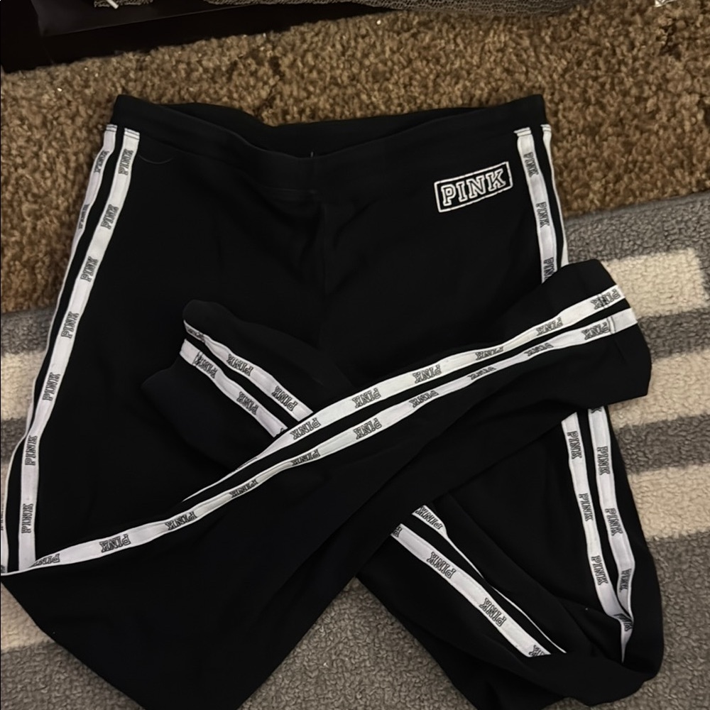 PINK Victoria's Secret Black Leggings with White Trim